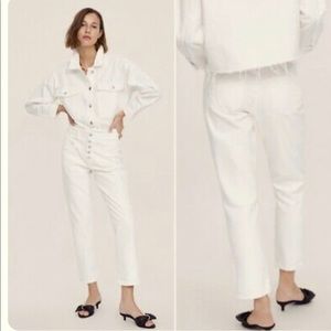 Zara The 80’s Straight Off White High Rise Denim Jean Size 4